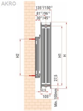 GRZEJNIK panelowy C22 550x1800 boczny 3433W 75°